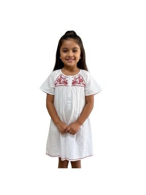 Happy by Pink Chicken Girl’s Size 5 White Embroidered Dress